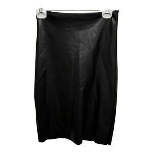 Olivaceous Vegan Leather Knee Length Pencil Skirt Size Large Solid Black